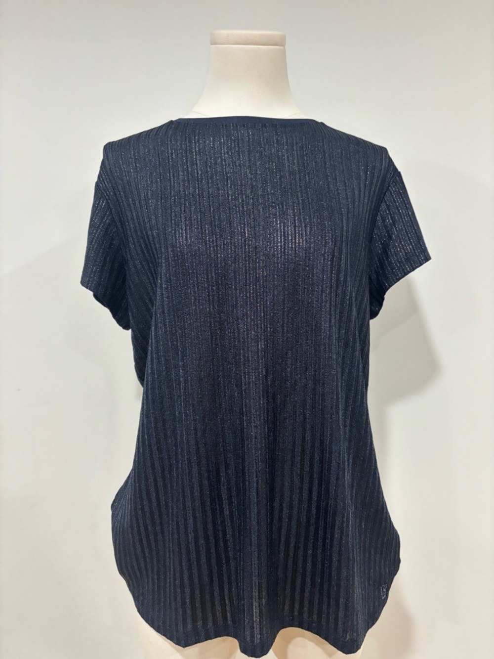 Ted Baker Navy Sparkle Ribbed Short Sleeve Tee
